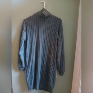 Ribbed Turtleneck Sweater Dress in Green
